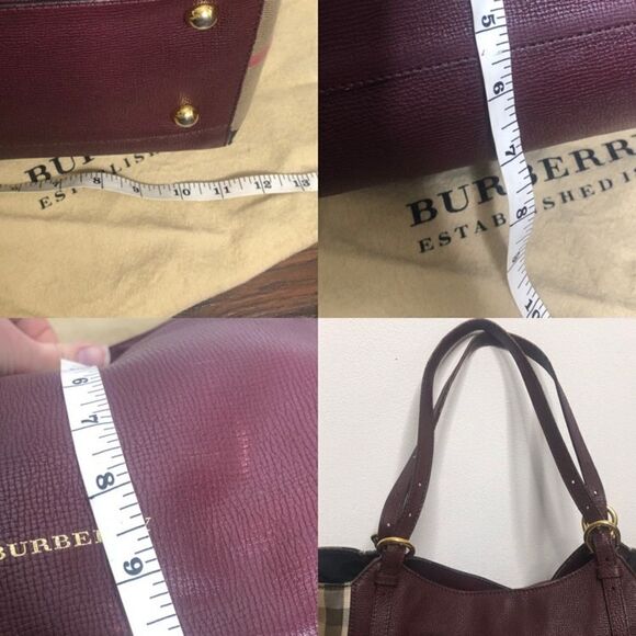 Burberry Canterbury Mahogany Tote Satchel Bag Purse Nova Check Print Burgundy - Picture 9 of 15